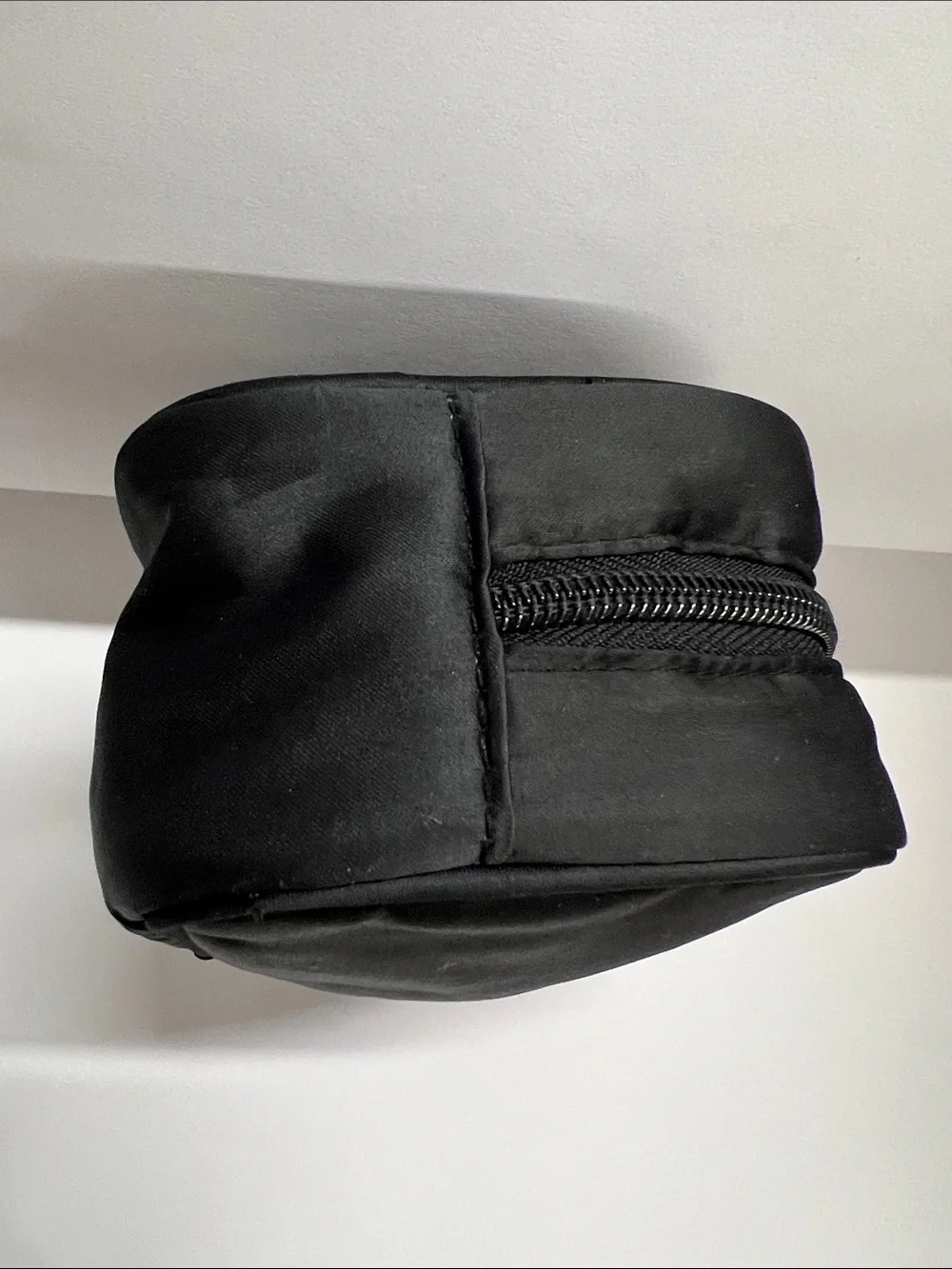 Giorgio Armani Parfums Black Satin Cosmetics Zip Clutch Pouch Bag - New